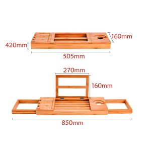 Home Furniture Bamboo Extendable Bath Caddy Bathtub Tray Customized