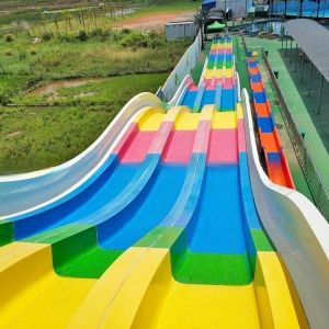 Customised Water Park Equipment Rainbow Pool Slide 180 Guests/Hr For Each Slide