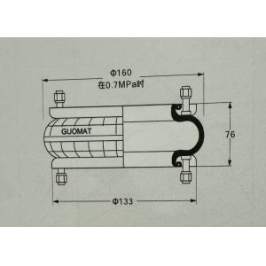 1H150076 Single Convoluted Type Air Spring 76mm Rubber Air Balloon With Flange