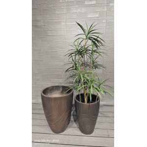 Bronze - Brown Irregular Flowing Wave Round Fiber Clay Planter