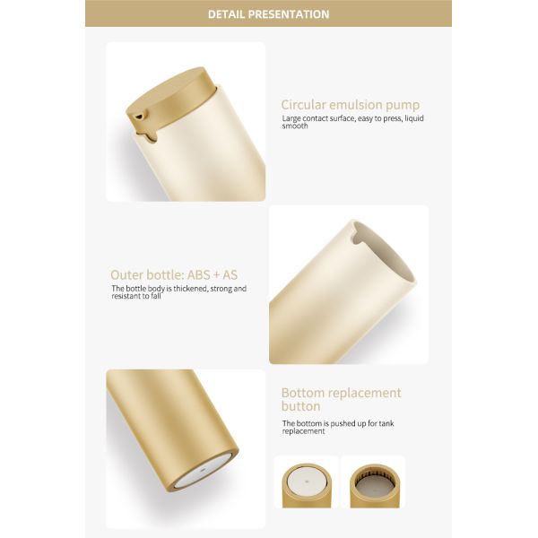 ABS Eco Friendly Refillable Cosmetic Pump Lotion Bottle 30ml Replaceable slim round lotion bottle