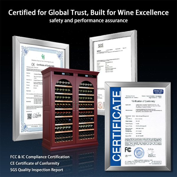 Professional Dual-Temperature Control Solid Wood Wine Cooler with LED Interior Lighting