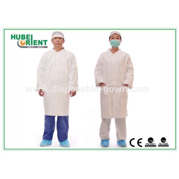 Quality Tyvek Disposable Lab Coats With Korean Collar And Zip for sale