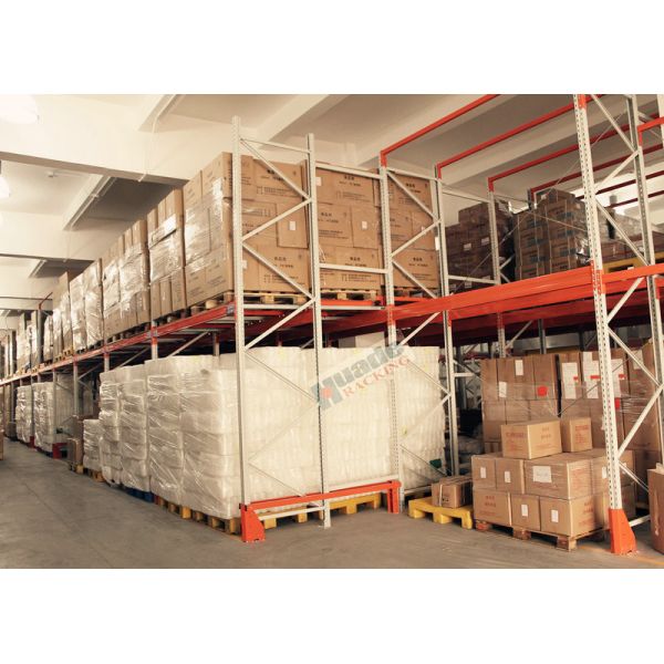 Push Back Rack / Oranger Pushback Racking Maintenance Free With Pallet Carts