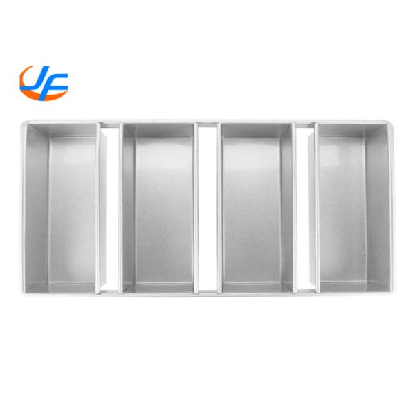 RK Bakeware China- 4 Straps Glazed Aluminum Loaf Pans , Aluminized Steel Bread Pan Set