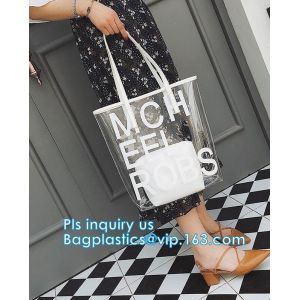 Makeup Bag with Shoulder Strap Pro Round Bag, rope handle clear Transparent tote