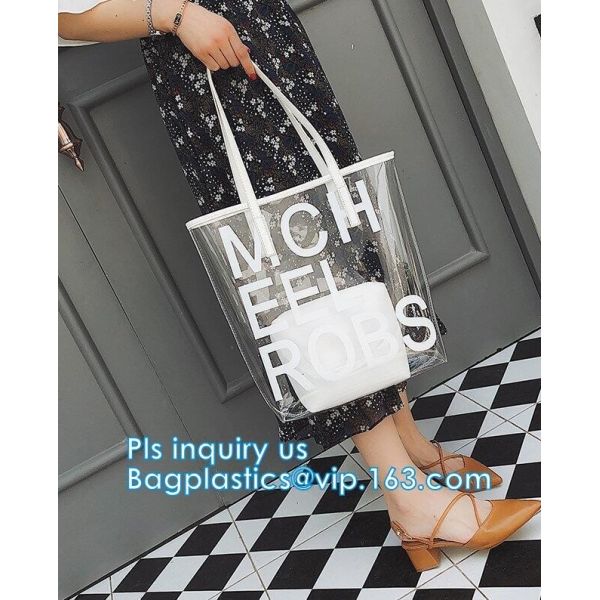 Makeup Bag with Shoulder Strap Pro Round Bag, rope handle clear Transparent tote