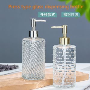 Hot Stamping 420ml Glass Soap Dispenser For Press On Hand Sanitizer And Soap