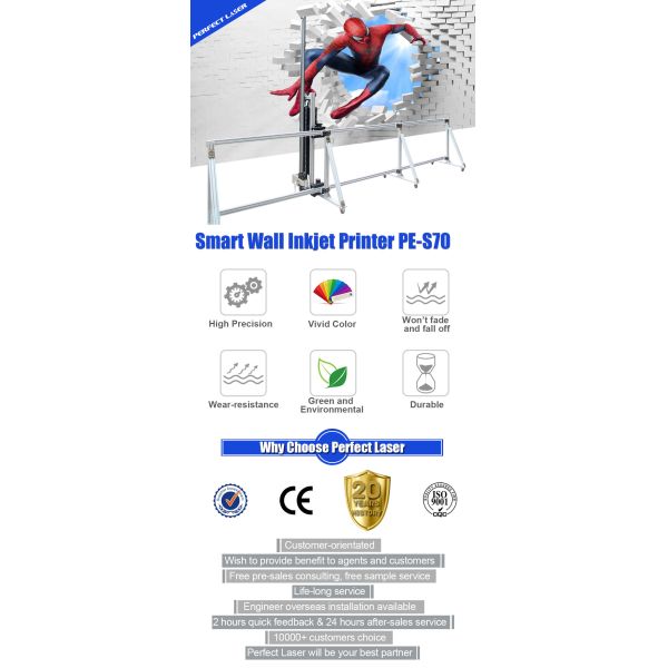 High Precision Wall Inkjet Printer USA Senor Piezoelectric Nozzle Automatic Feeder System