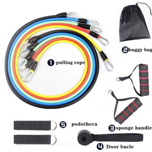 1.2m Natural Latex Pull Rope Elastic Resistance Bands 11 Pcs Set