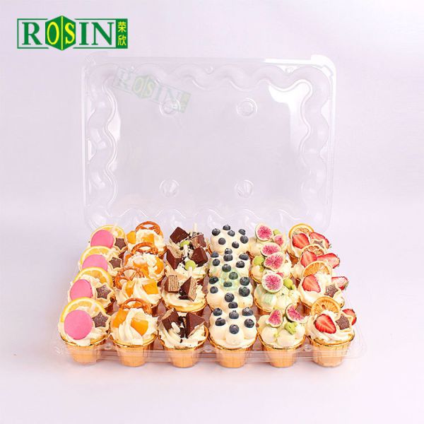 Quality 24 Hole Clear Plastic Cupcake Containers Portable For Muffins Cupcakes for sale