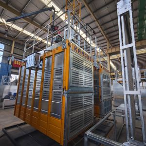 China PLC Control With Frequency Converter Construction Hoist 120 Meters Lifting Height Construction Elevator for Site Operations on sale