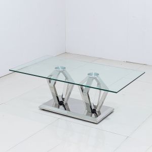 Wholesale Rectangle Glass Top Home Coffee Table With Stainless Steel Leg from china suppliers