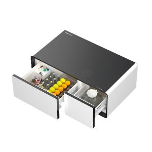 Home Furniture Smart Coffee Table with 2 Refrigerator Drawers and Glass Alloyed
