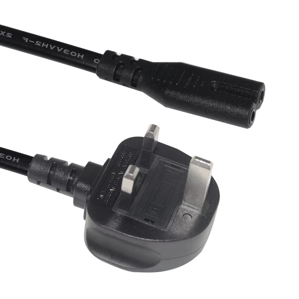 Wholesale UK 3-Pin to C7 Power Cord with 13A Fuse 1.8m Black from china suppliers