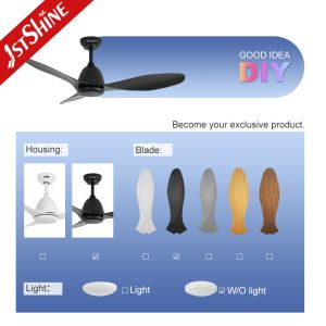 Black ABS Ceiling Fan with 3*ABS Blades 6 Adjustable Wind Speed and Remote