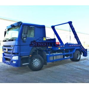 4x2 HOWO 10m3 / 12m3 Swing Arm Garbage Truck , Skip Loader Garbage Collection