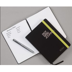 Middle Size Bullet Journal Notebook Black Color With Expandable Back Pocket