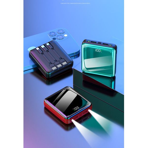 Casun Mini power bank 10000mAh portable fast charging powerbank with cable digital power display