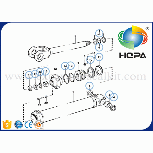 VOE11999894 Boom Cylinder Loader Seal Kits Fits VOLVO Loader L120C L120D