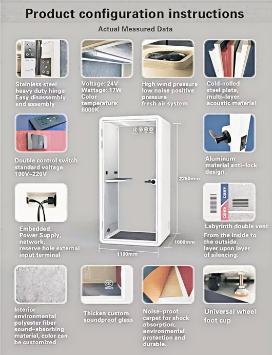 Portable Private Office Booths Small Mobile Phone Booth Adjustable With Steel Structure