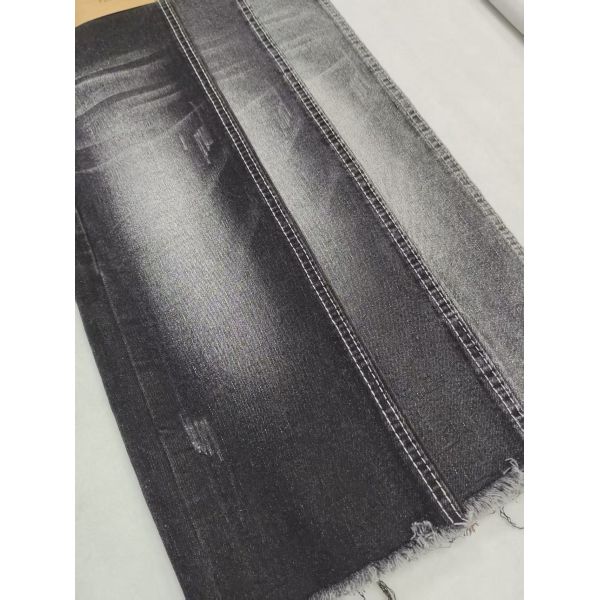 Super-Soft Twill Style BLACK/BLACK 11.2oz Stretch Denim Fabric 8*16/70 Construction For Jeans