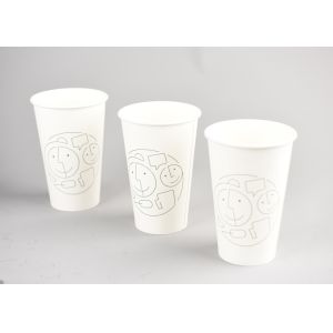 Custom Printed White Paper Coffee Cups 16oz Biodegradable FDA Approved