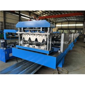 22KW X 2 Floor Deck Roll Forming Machine Chains Drive Guide Rail Structure