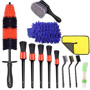 China 13pcs Long Rim Car Cleaning Brush Set Microfibre with PP Plastic Handle on sale