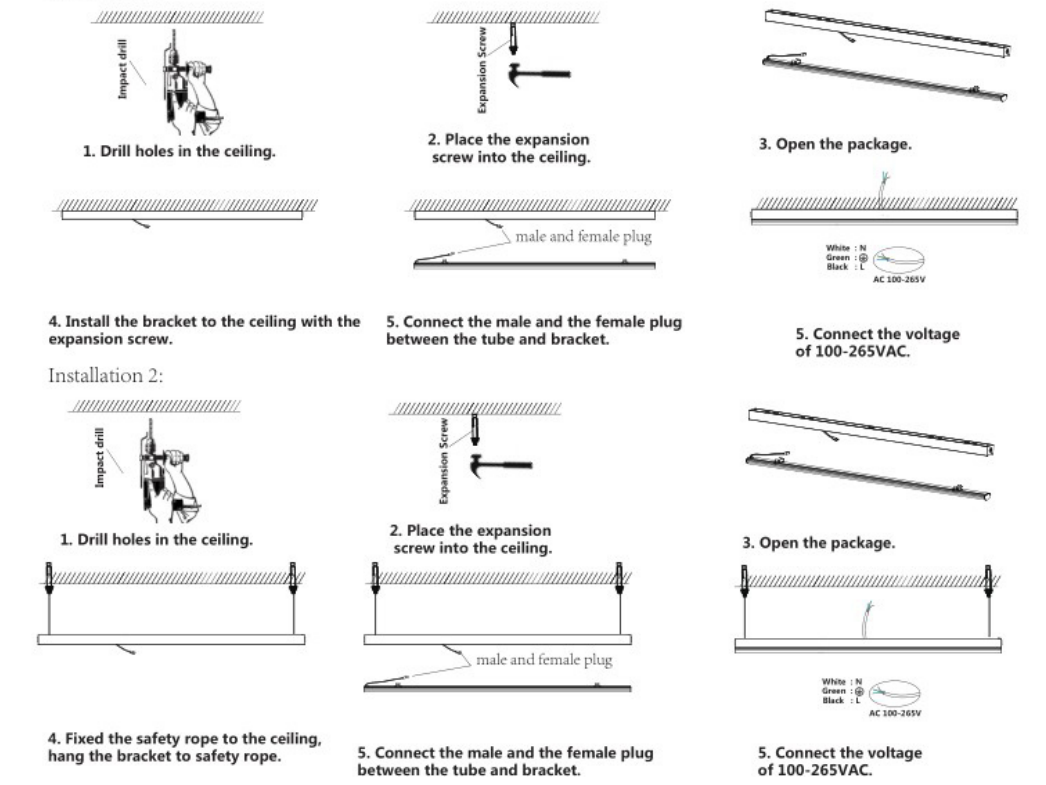 AC100-265V IP66 Waterproof LED Triproof Light Warranty 5 Years IK08 with Emergency Sensor For Indoor Warehouse