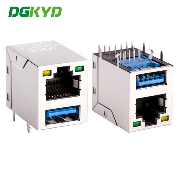 2x1 Stack RJ45 USB Connector Combo Jack W / USB 3.0 1-1909119-4 RoHS Compliance