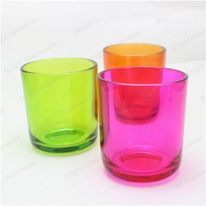 custom colorful glass candle holder with metal lid