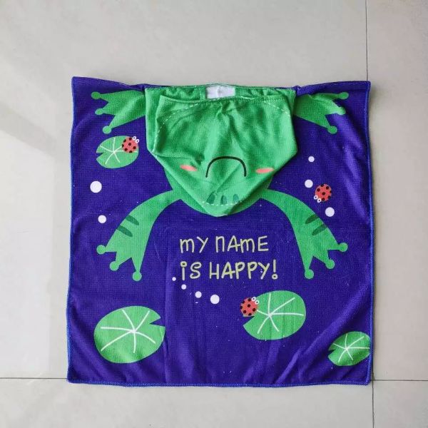 Custom kids Cartoon Printing Hooded Microfiber Towel Beach
