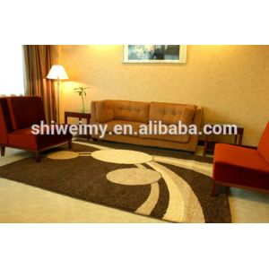 Striped design shaggy embroidered living room polyester area rug