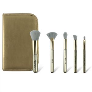 Grey Synthetic Mini Makeup Brushes For Travel 5PCS Portable Soft Resilience Hair