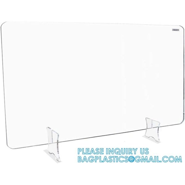 Portable Acrylic Sneeze Guard Shield Divider Perspex Screens Barrier Plastic Shield Counter, Social Distancing
