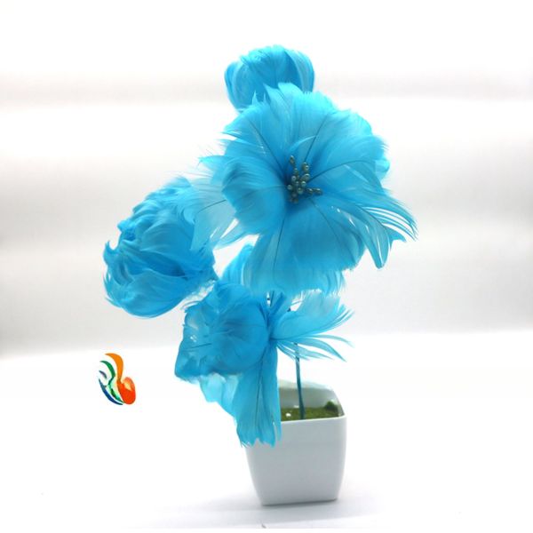 10*20 cm Dimension Goose Feather Flower Mount with Wire Accessory