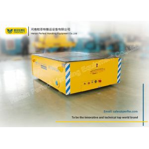 Foundry Plant Material Handling Trolley / Motorized Rail Cart On Epoxy Flooring