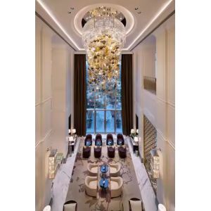 Customized Modern Luxury Large High Ceiling Multi Color Hanging Glass Crystal