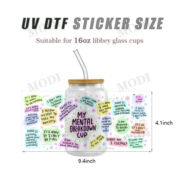 Custom Size UV DTF Design Cup Wrap Transfers For Libbey Glass Tumblers