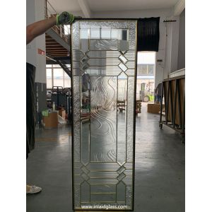 No welding decorative beveled glass panel with brass caming for door inserts 1"