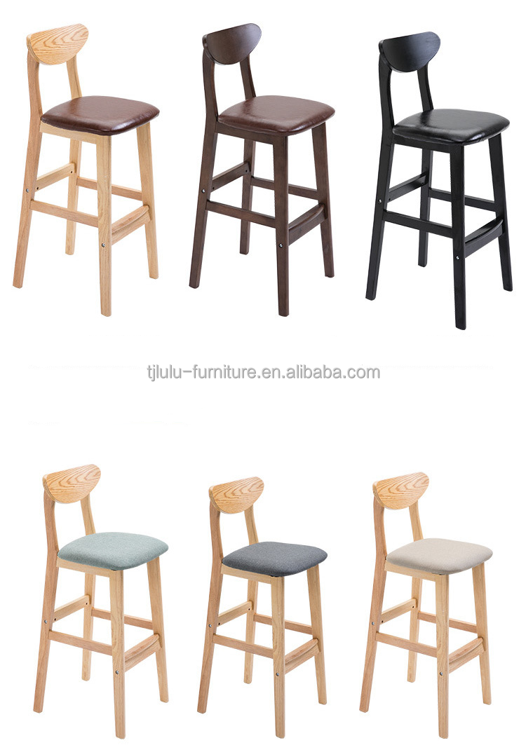 OEM Service Accepted Natural Solid Wood Bar Stool for High Chair Furniture and Cushion