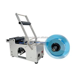 Hot-Sale Semi-Automatic Manual Labeling Machine for Round Bottles Roll Sticker