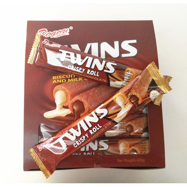 Quality Twins Crispy Roll Buscuits With Chocolate And Milk Inside / Sandwich Biscuit best snack for sale