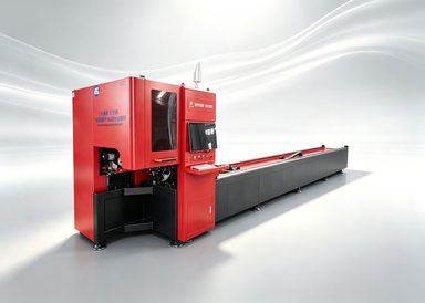 Laser cutting machine close-up view