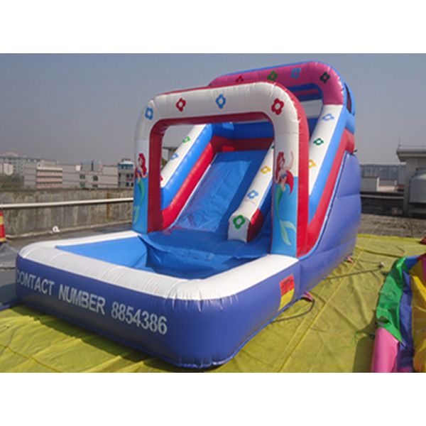 Outdoor Amusement Mermaid Pink Inflatable Water Slide Double Strong Stitching