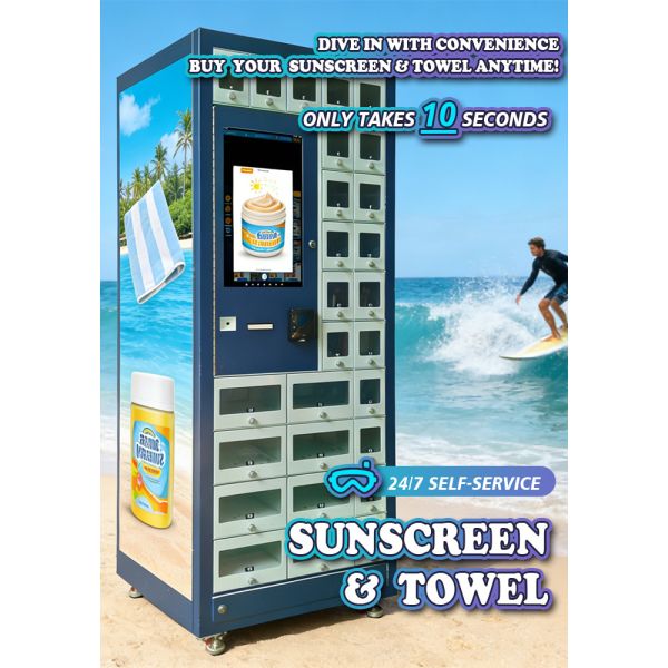 Locker Vending Machine Offering Secure and Easy Access to Small Items Like Sunscreen Towels at Beaches Pools and Resorts