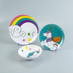Kid Unicon Printed 12 Pcs 100% Melamine Dinnerware Set