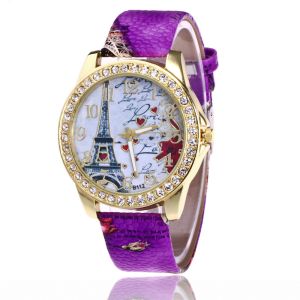 Wholesale Belt Printing Diamond Lady Watch Paris Tower Heart Quartz Jelly New Style Silicone Watch from china suppliers