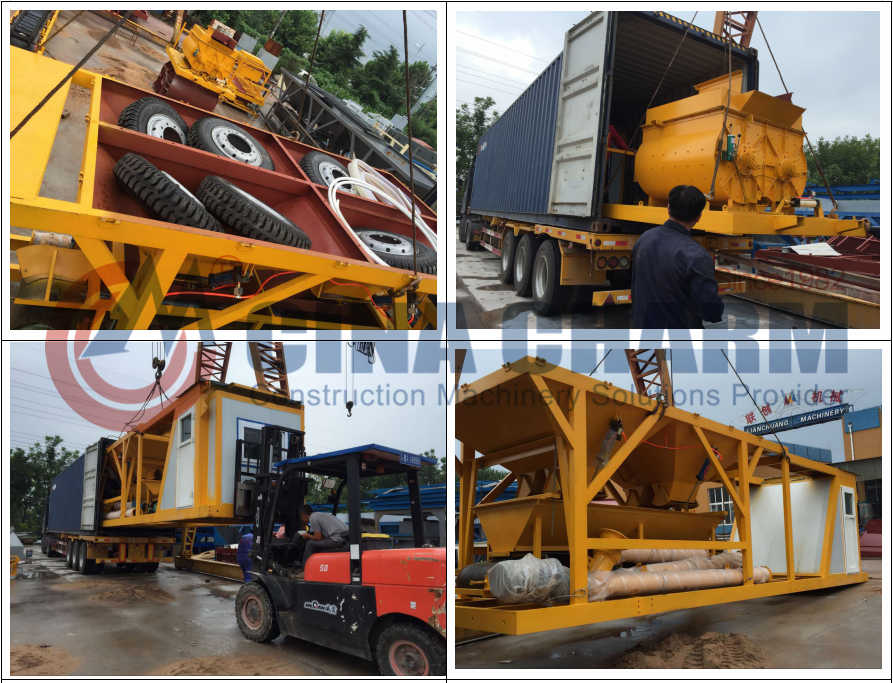 YHZS60 Mobile Concrete Batching Plant 60m3/H Electric Concrete Mixing Plant